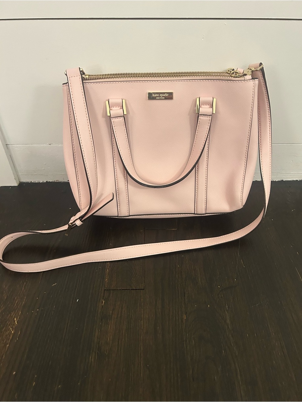 kate spade Blush Pink Leather Satchel with Crossbody Strap